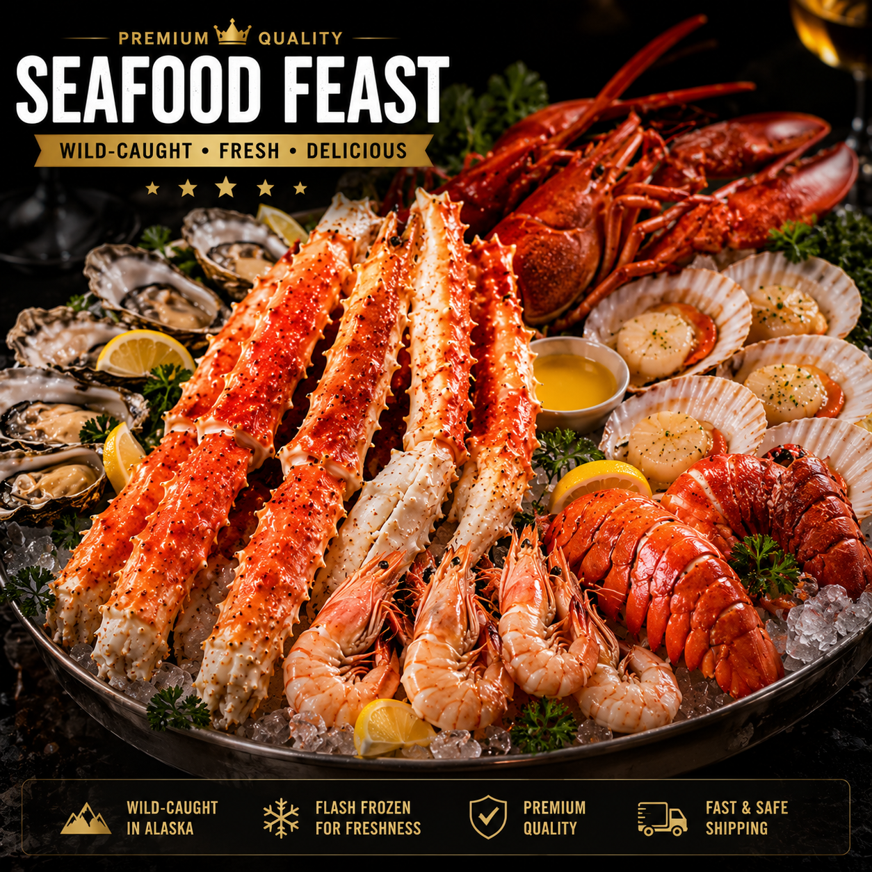 Mega Seafood Feast: 6 lbs Total King Crab Legs & Claws (3 lb + 3 lb FREE BUNDLE) | Sweet & Juicy - Best Value for $39.99