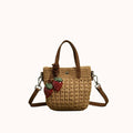 Multi-Color Straw Knit Mini Rattan Tote Bag