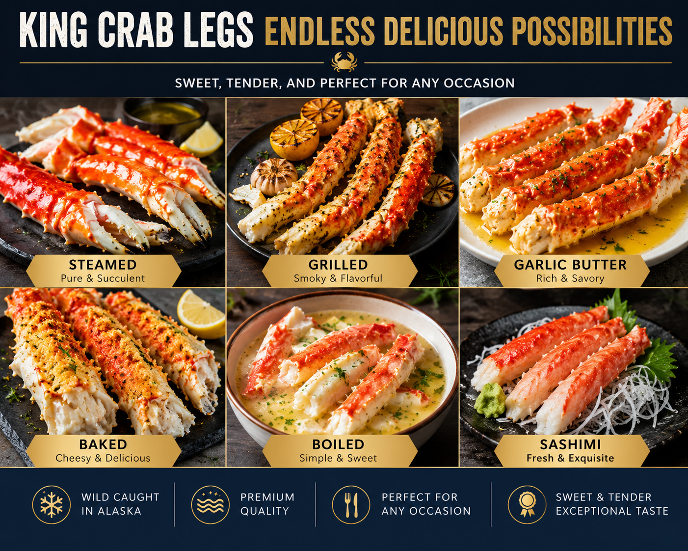 Mega Seafood Feast: 6 lbs Total King Crab Legs & Claws (3 lb + 3 lb FREE BUNDLE) | Sweet & Juicy - Best Value for $39.99