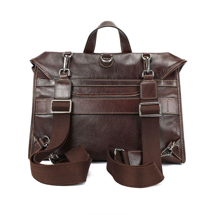 Multi-Tone Vintage Coffee Flip Cover Leather Backpack, Detachable Wide Fabric Shoulder Straps Buckle Button Satchel Rucksack