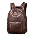 Vintage Dark Coffee Full-Zip Leather Backpack, Croc Embossed Leather Top Grab Handle Adjustable Wide Shoulder Straps Unisex Round Daypack