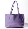 Velvet Style Open Top Leather Tote Bag, Twin Long Leather Shoulder Straps Matching Zip Mini Pouch