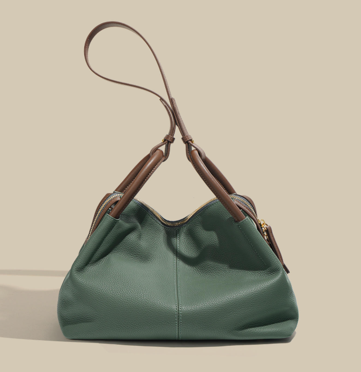 Muted Sage Green Slouchy Shoulder Tote Bag
