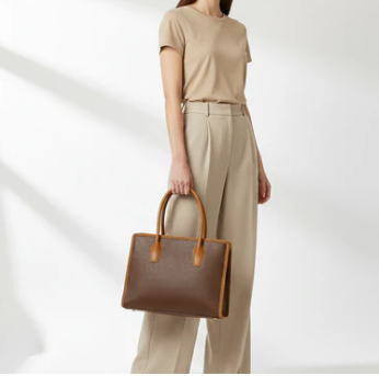 Rich Dark Brown Structured Shoulder Tote Bag